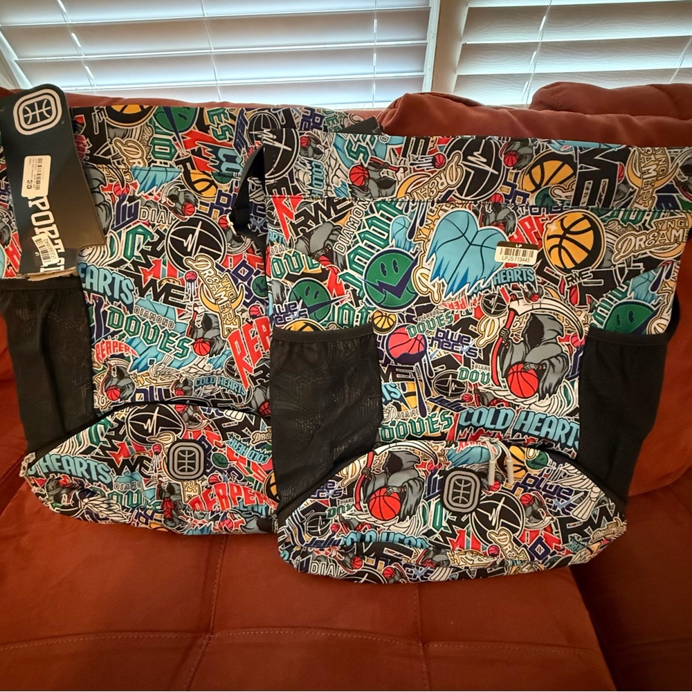 2x Overtime Elite Cinch Sports Drawstring Bag with Shoe Compartment Team Mash Up